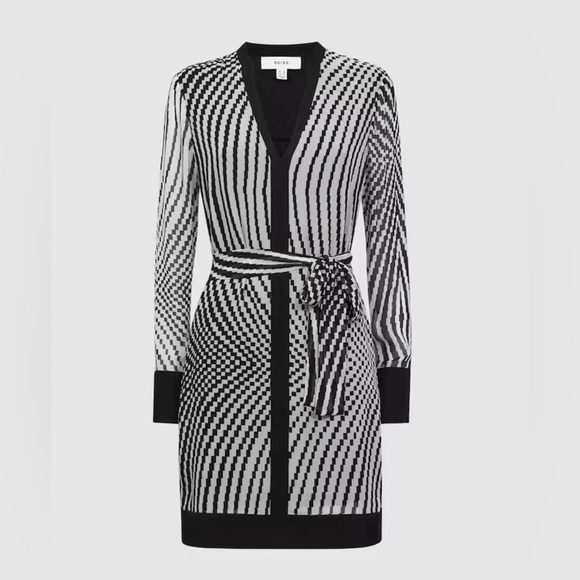 Reiss Tia Black and White Striped Mini Dress NWT - Picture 5 of 14